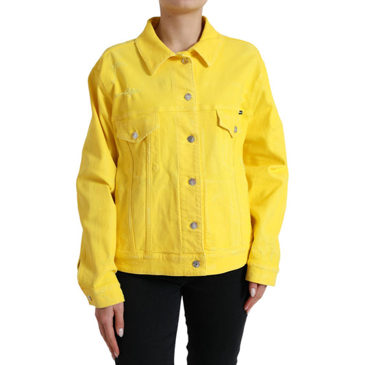 Dolce & Gabbana | Exquisite Yellow Denim Button-Down Jacket| McRichard Designer Brands   