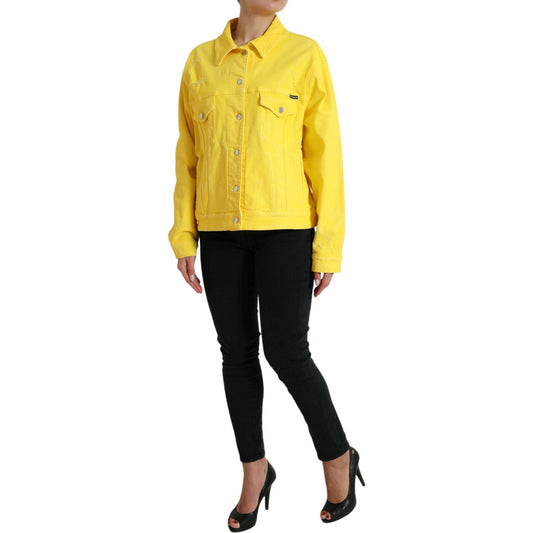 Dolce & Gabbana | Exquisite Yellow Denim Button-Down Jacket| McRichard Designer Brands   