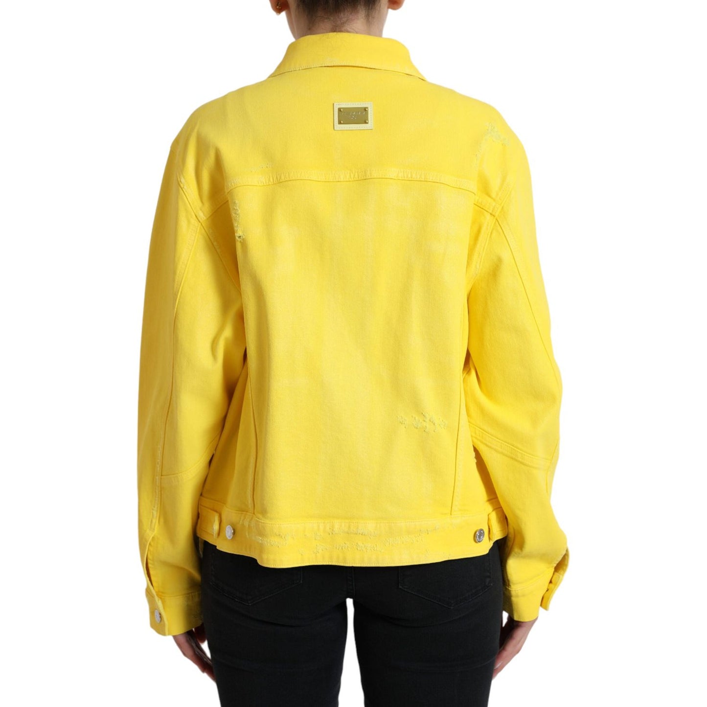 Dolce & Gabbana Exquisite Yellow Denim Button-Down Jacket yellow-cotton-denim-jeans-coat-jacket