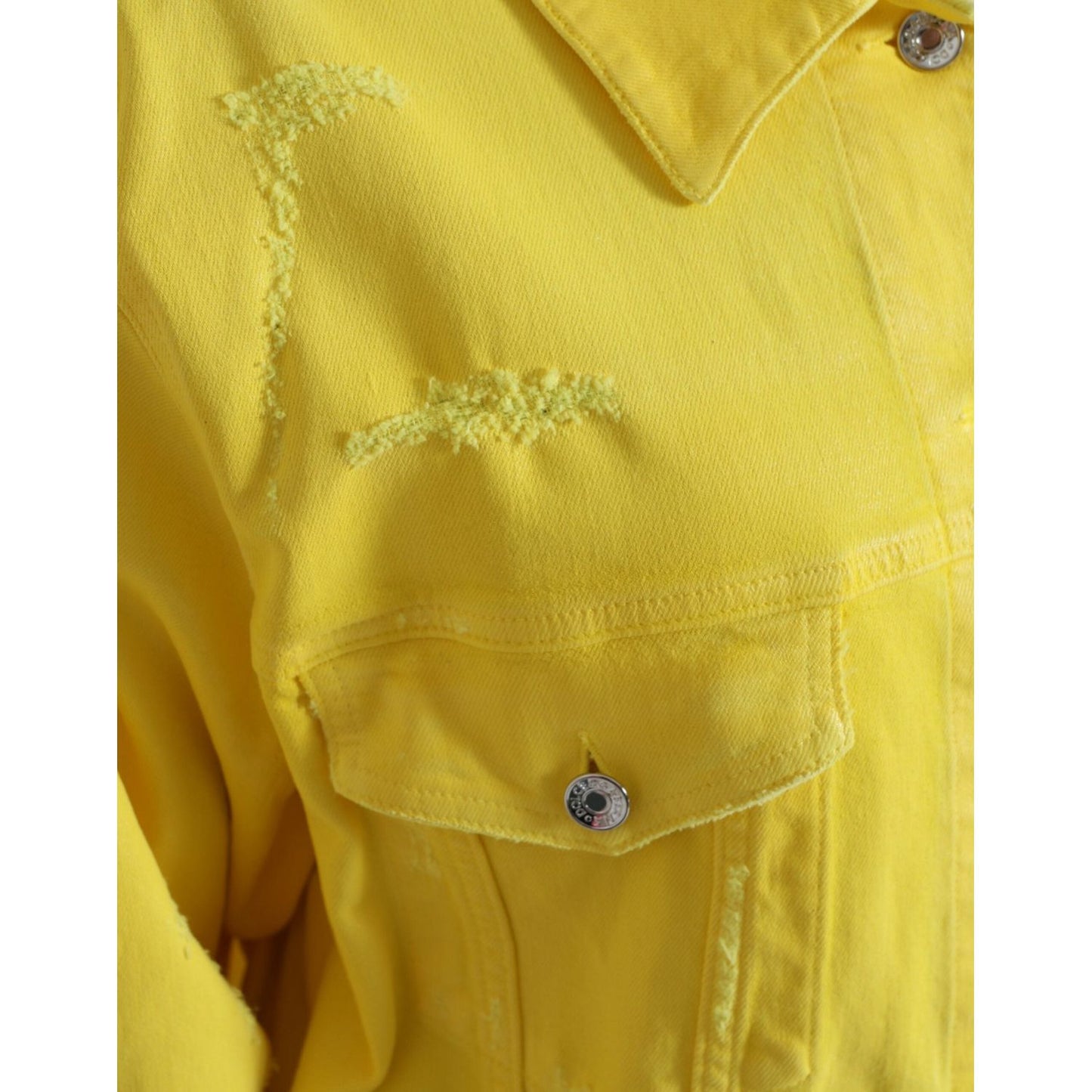 Dolce & Gabbana Exquisite Yellow Denim Button-Down Jacket yellow-cotton-denim-jeans-coat-jacket