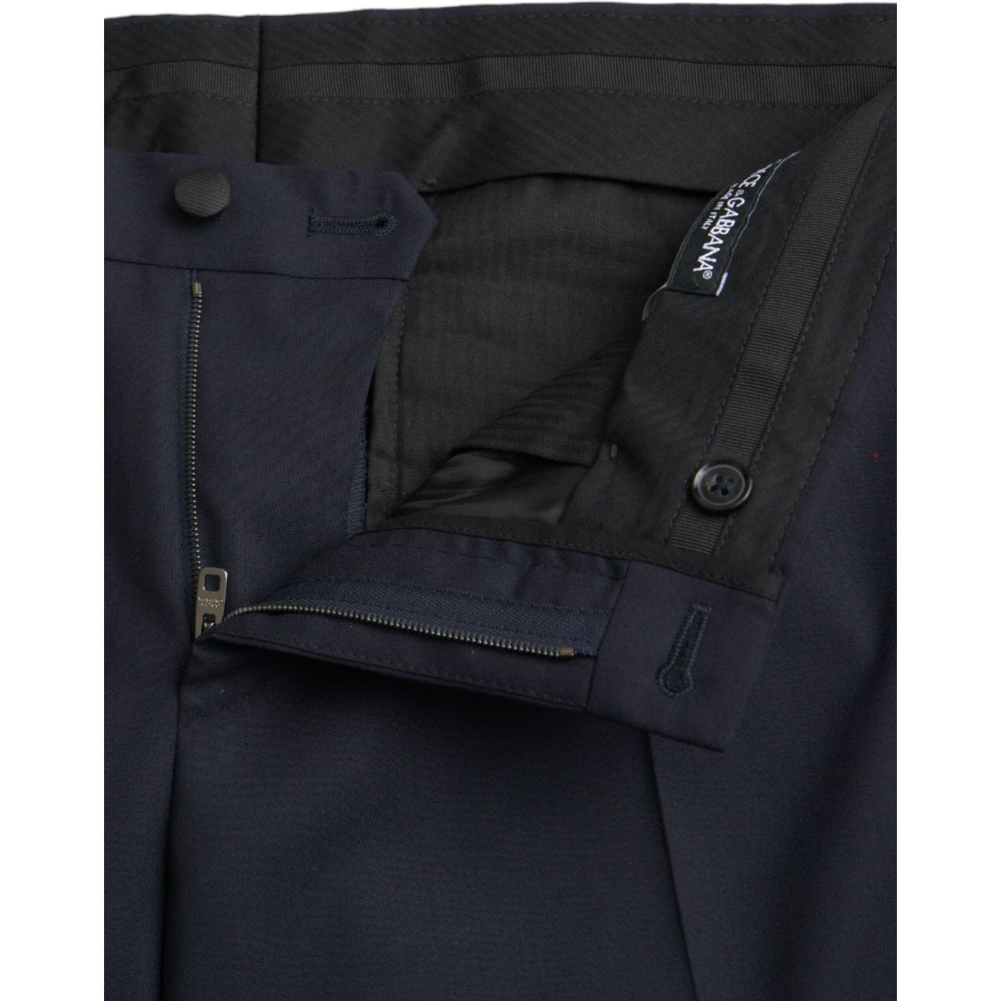 Dolce & Gabbana Dark Blue Wool Slim Fit Formal Pants dark-blue-wool-slim-fit-formal-pants