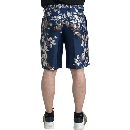 Dolce & Gabbana Silken Floral Bermuda Shorts in Blue blue-floral-print-silk-men-bermuda-shorts