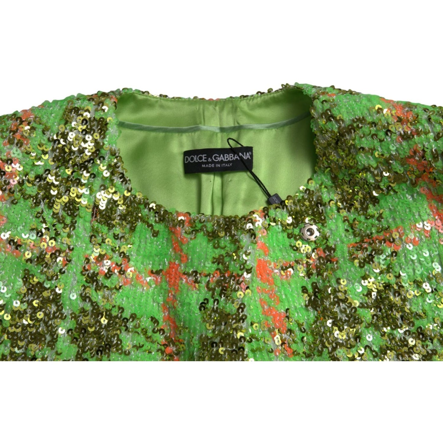 Dolce & Gabbana Exquisite Sequined Long Coat Jacket in Green green-nylon-sequinned-checkered-coat-jacket