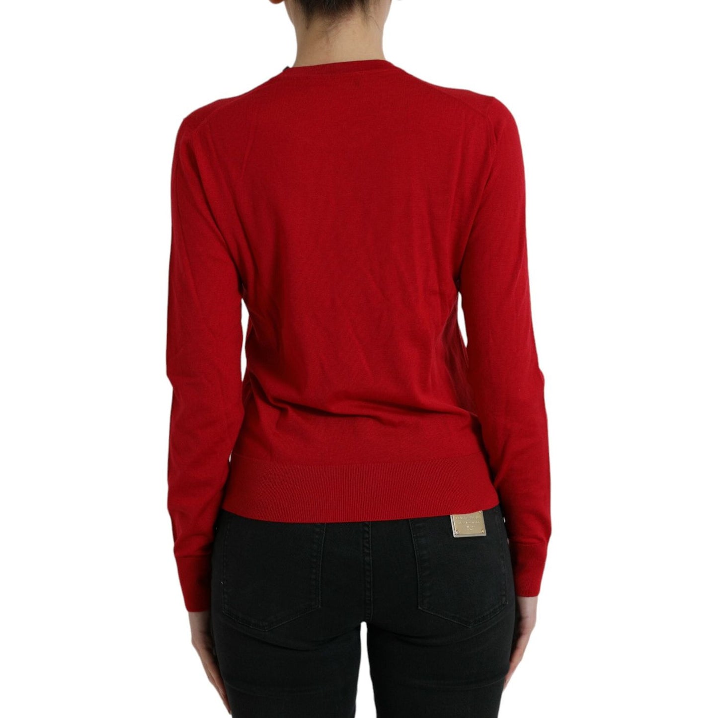 Dolce & Gabbana Radiant Red Wool Pullover Sweater red-wool-knitted-crew-neck-pullover-sweater