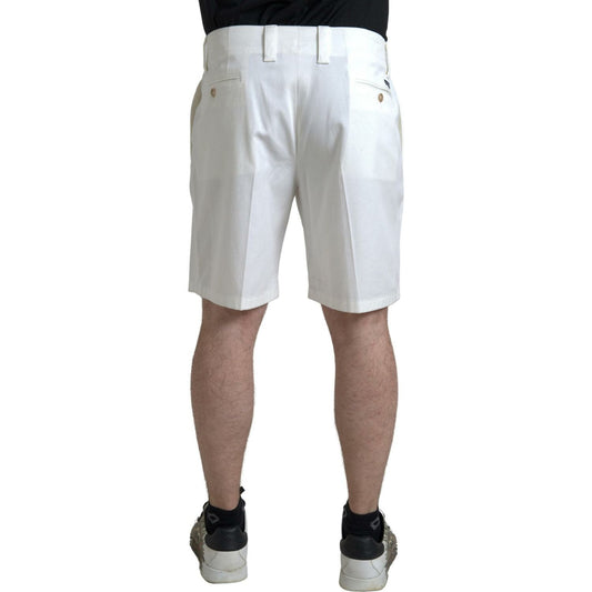 Dolce & Gabbana Elegant White Bermuda Denim Shorts white-cotton-stretch-men-bermuda-denim-shorts