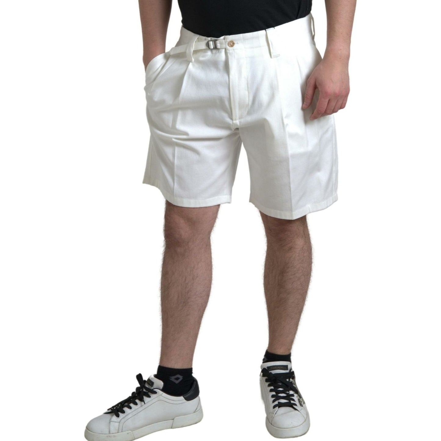 Dolce & Gabbana Elegant White Bermuda Denim Shorts white-cotton-stretch-men-bermuda-denim-shorts