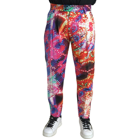 Dolce & Gabbana Multicolor Linen Chino Pants - Italian Elegance multicolor-printed-linen-men-trouser-pants