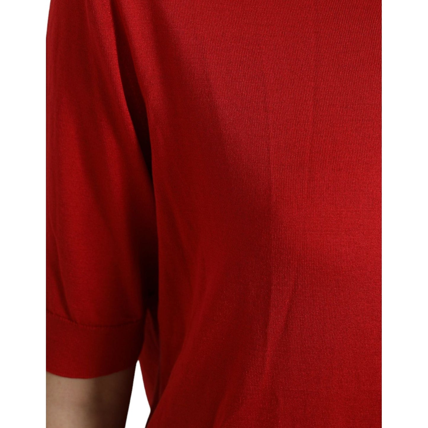 Dolce & Gabbana Silk Red Crew Neck Top red-silk-crew-neck-short-sleeves-t-shirt-top
