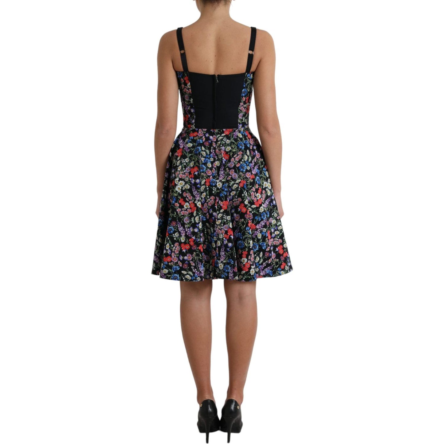 Dolce & Gabbana Elegant Floral A-Line Mini Dress black-polyester-floral-a-line-sleeveless-mini-dress