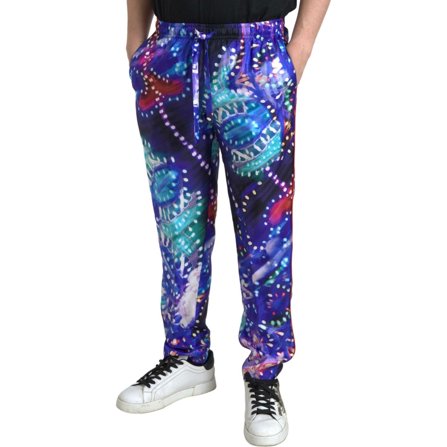 Dolce & Gabbana Multicolor Silk Jogger Pants multicolor-printed-silk-men-trouser-pants