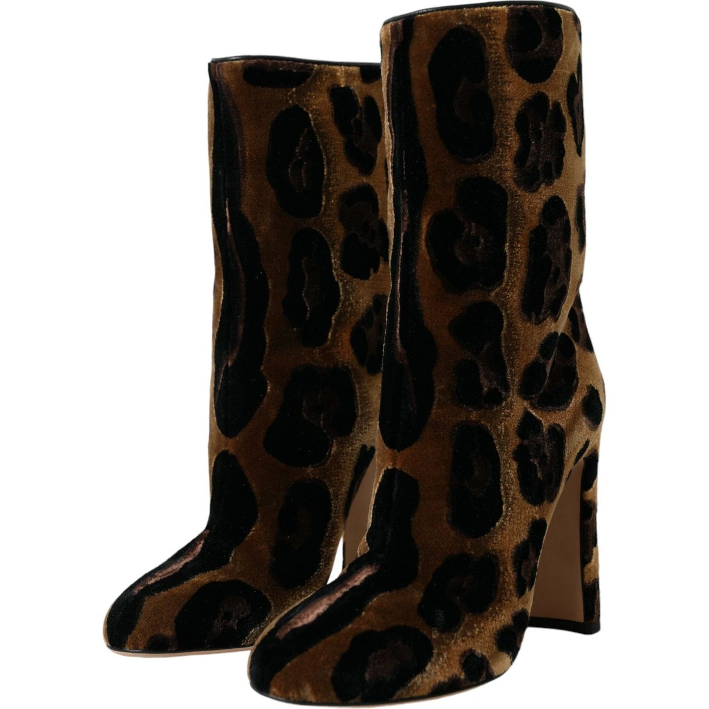 Dolce & Gabbana Brown Giraffe Leather Mid Calf Boots Shoes brown-giraffe-leather-mid-calf-boots-shoes