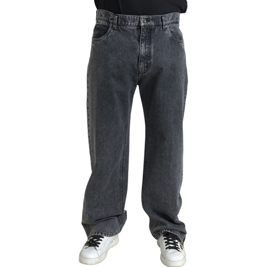 Dolce & Gabbana Elegant Dark Grey Straight Denim Jeans dark-gray-cotton-straight-fit-men-denim-jeans