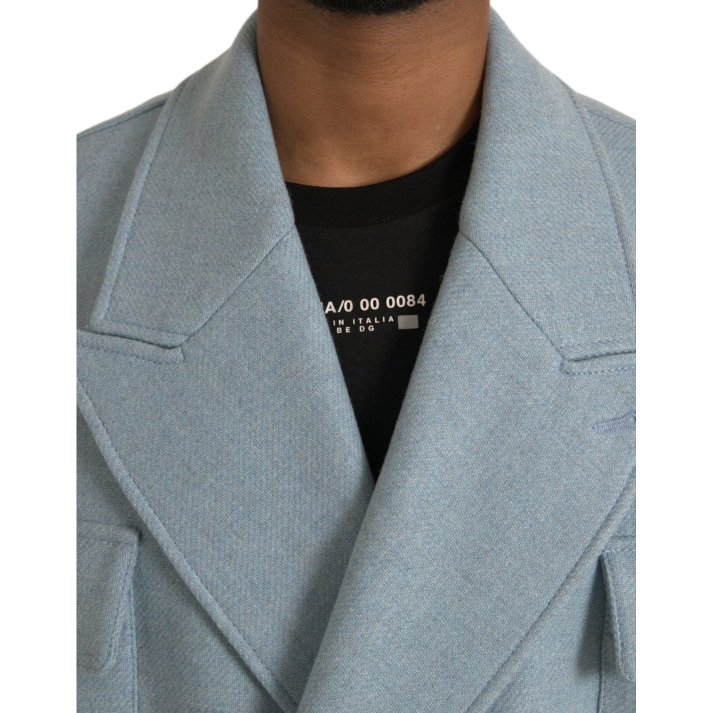 Dolce & Gabbana Blue Double Breasted Trench Coat Jacket blue-double-breasted-trench-coat-jacket