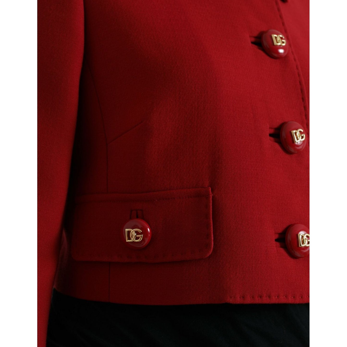 Dolce & Gabbana | Red Virgin Wool Cropped Jacket| McRichard Designer Brands   