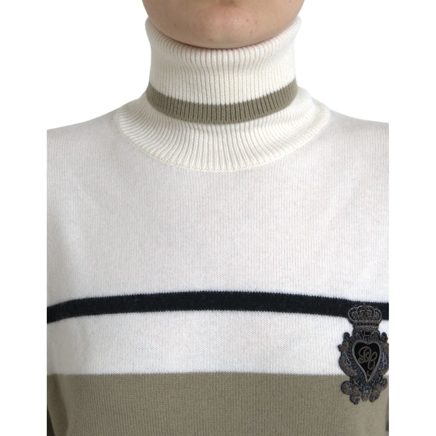 Dolce & Gabbana Italian Striped Wool Turtleneck Sweater multicolor-stripe-wool-logo-pullover-sweater