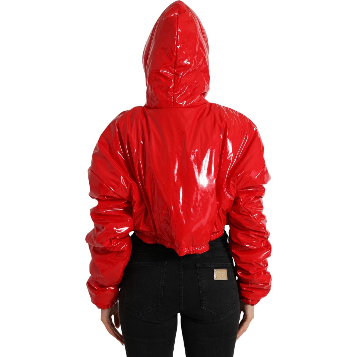 Dolce & Gabbana | Chic Shiny Red Cropped Jacket| McRichard Designer Brands   