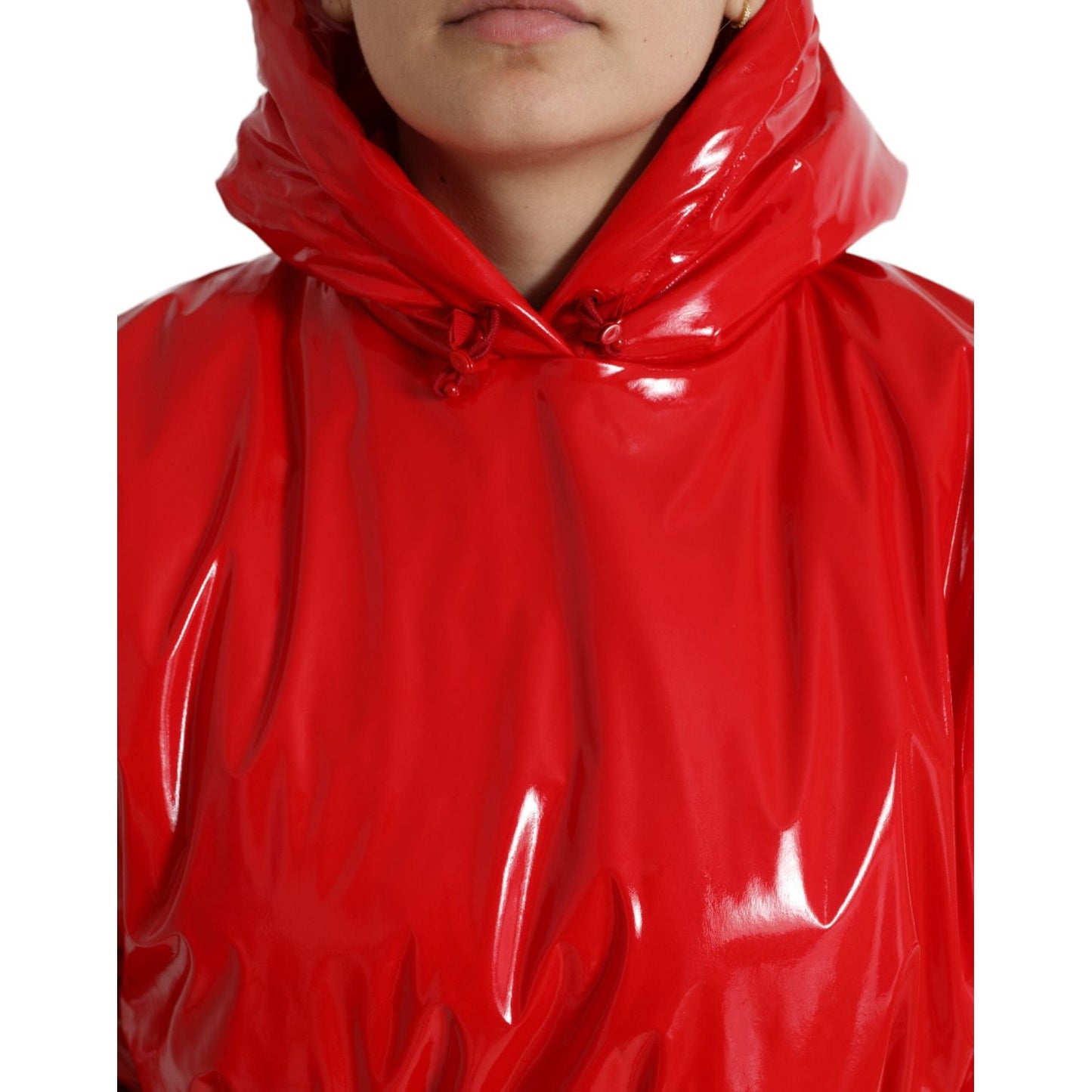 Dolce & Gabbana | Chic Shiny Red Cropped Jacket| McRichard Designer Brands   