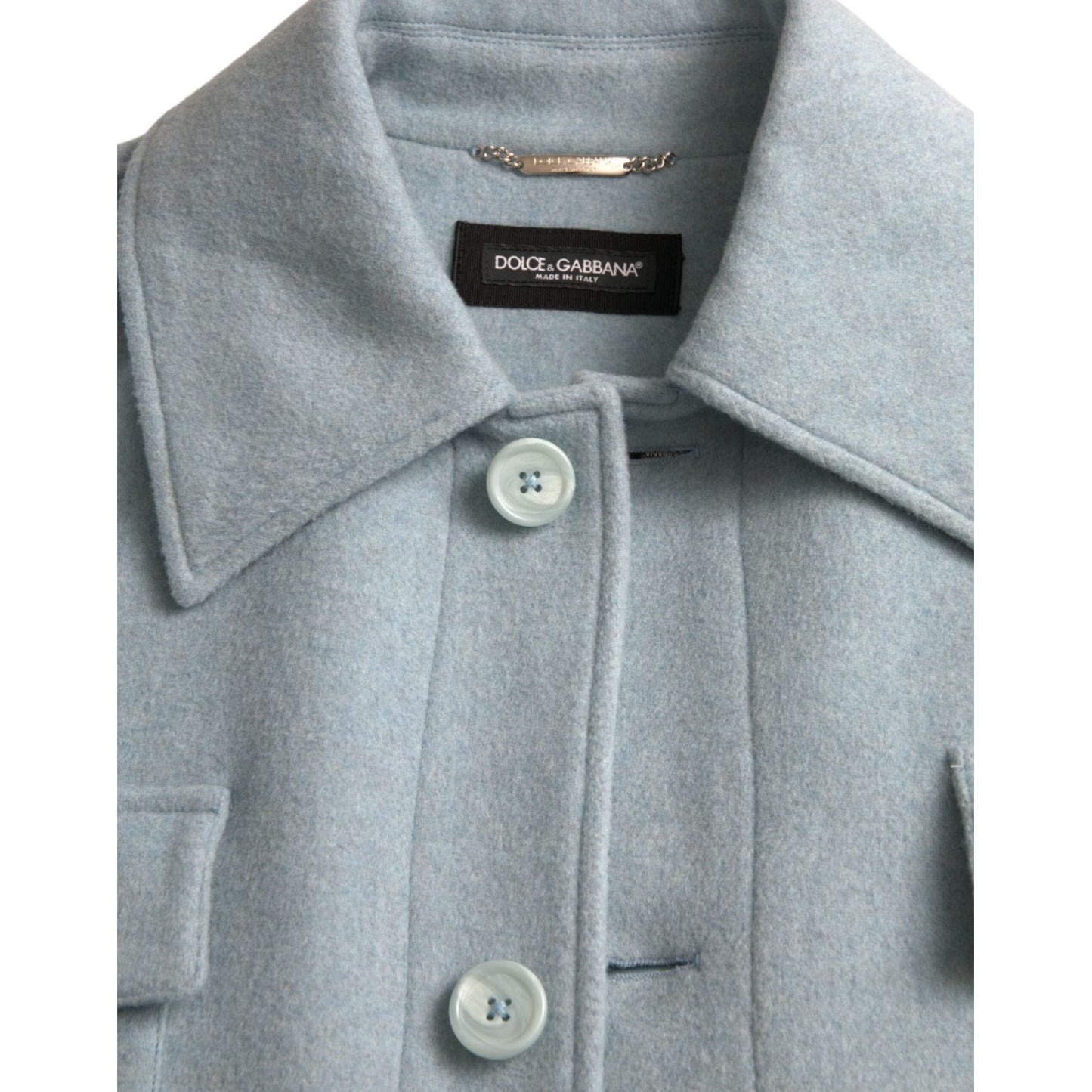 Dolce & Gabbana Light Blue Wool Button Trench Coat Jacket light-blue-wool-button-trench-coat-jacket