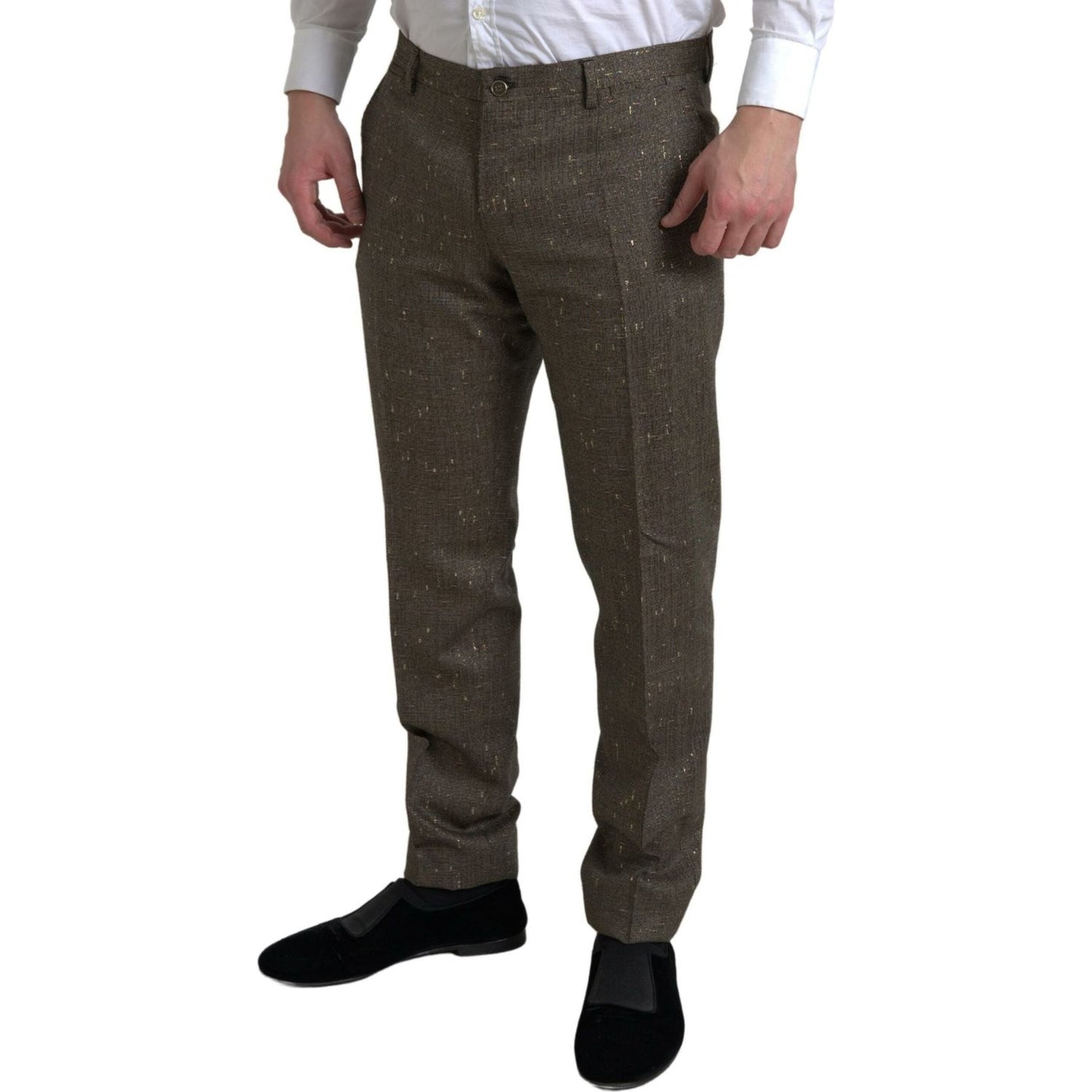 Dolce & Gabbana Elegant Skinny Wool Chino Pants brown-wool-dress-skinny-men-trouser-pants