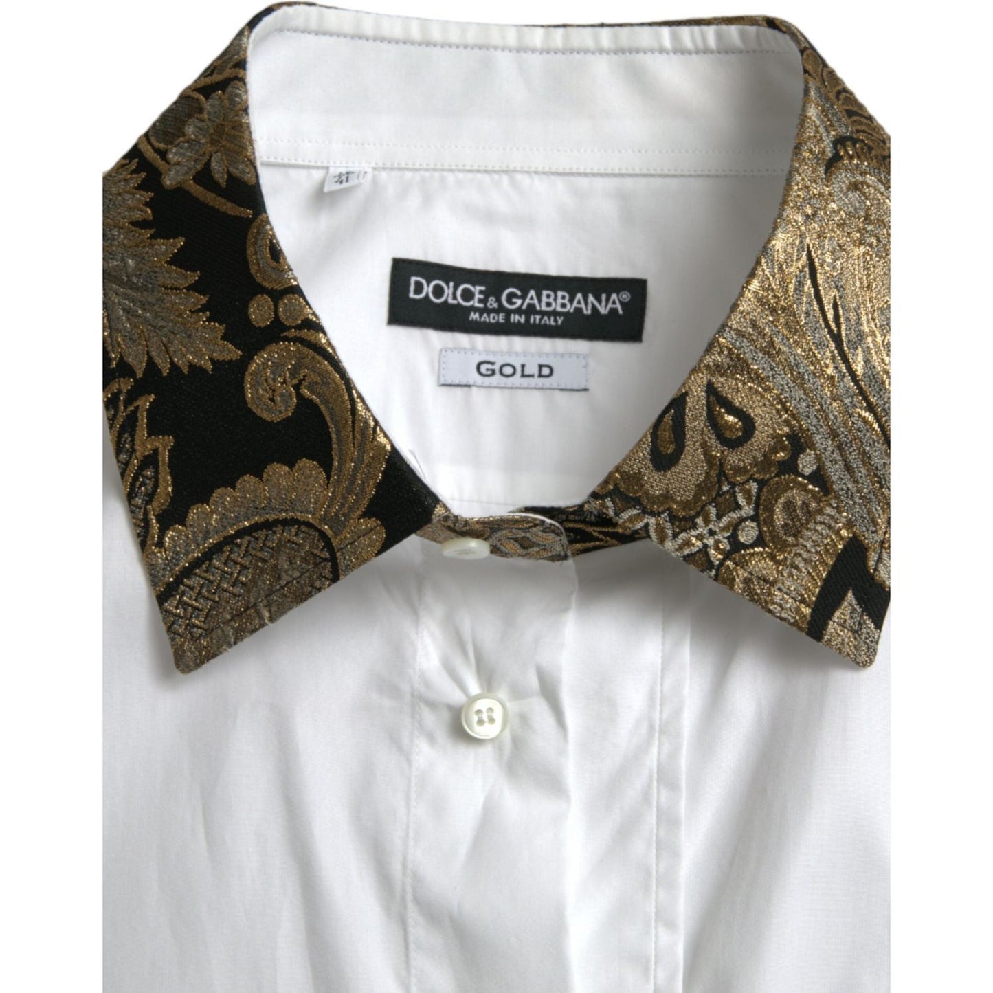 Dolce & Gabbana | Elegant Gold Detail Dress Shirt| McRichard Designer Brands   