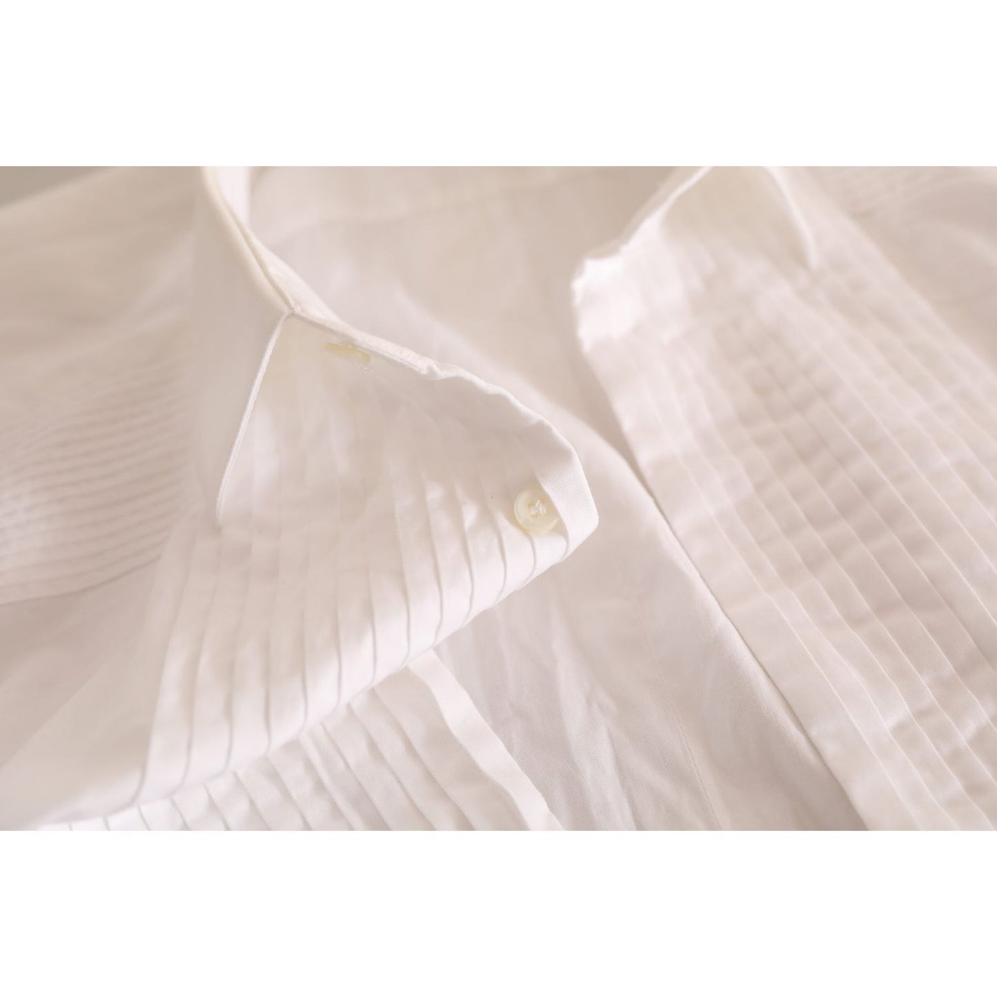Dolce & Gabbana Elegant White Slim Fit Cotton Dress Shirt white-gold-formal-cotton-tuxedo-dress-shirt