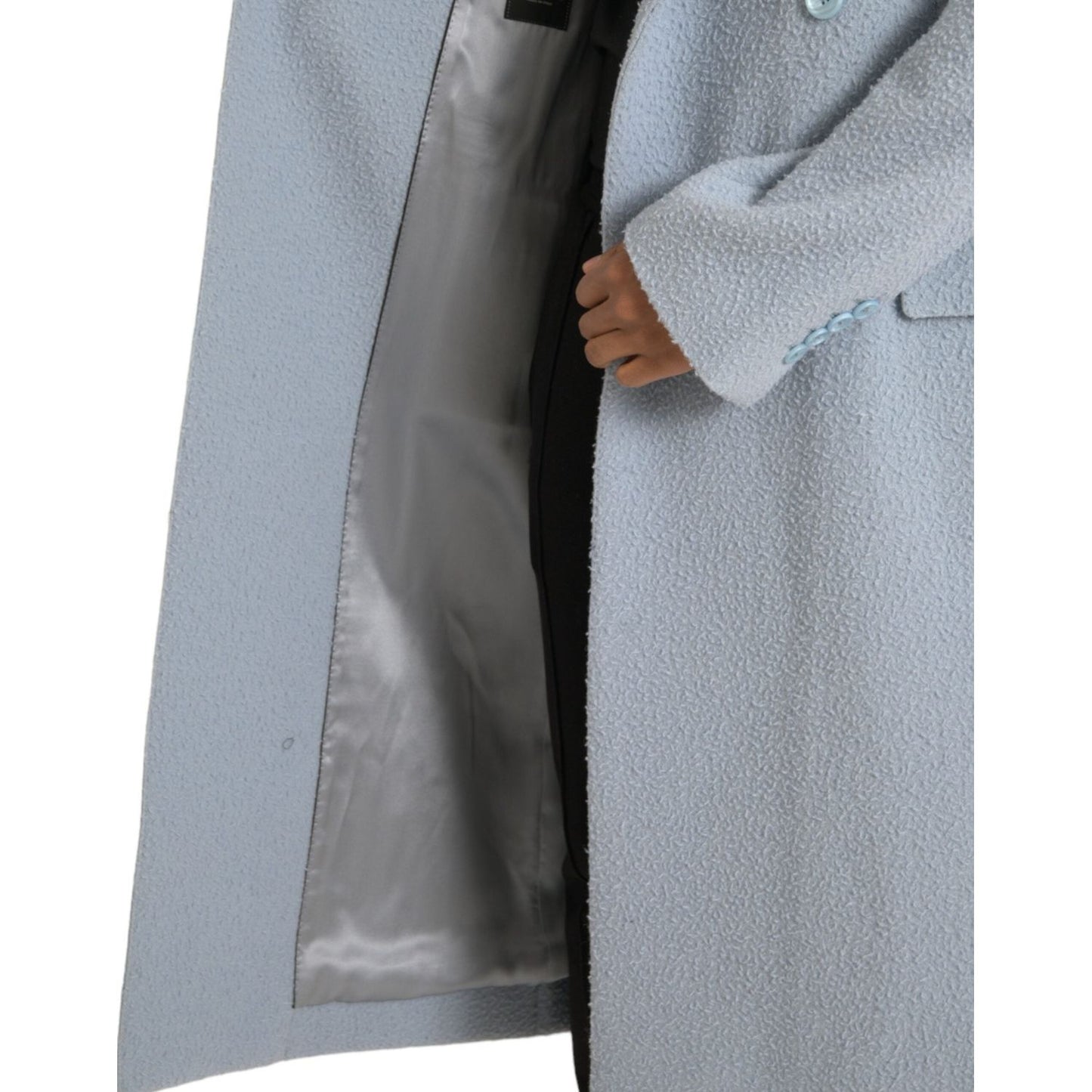 Dolce & Gabbana Blue Double Breasted Long Trench Coat Jacket blue-double-breasted-long-trench-coat-jacket