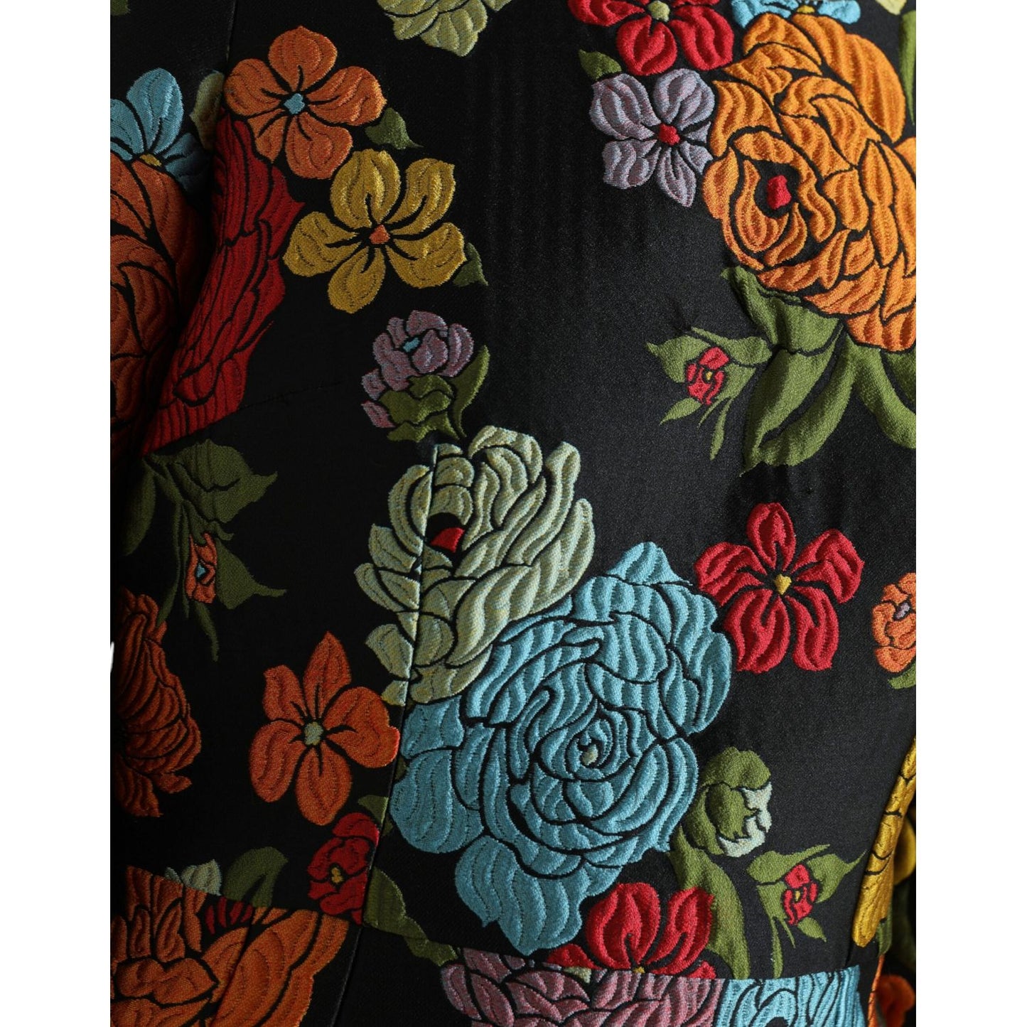 Dolce & Gabbana Elegant Floral Embroidered Pencil Dress black-floral-embroidery-knee-length-dress
