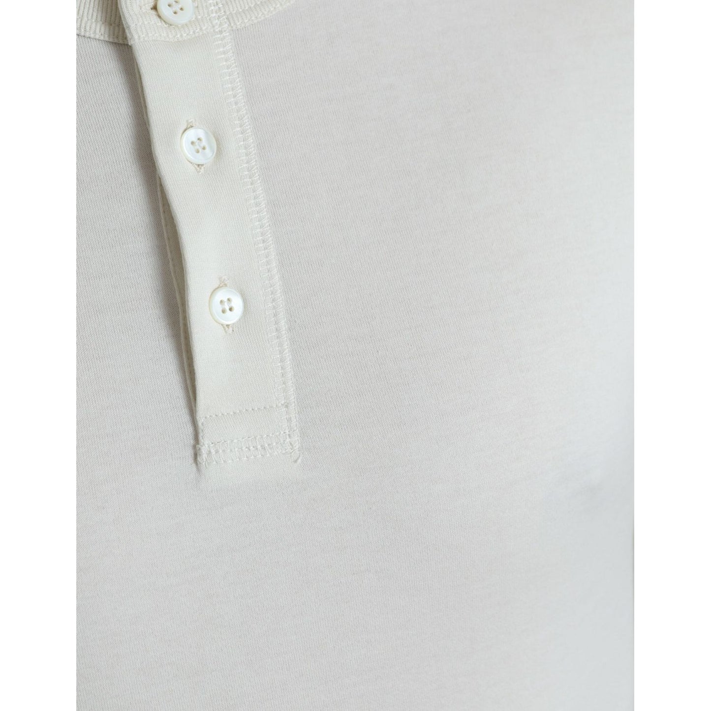 Dolce & Gabbana Elegant Off White Cotton Sweater off-white-cotton-henley-pullover-sweater