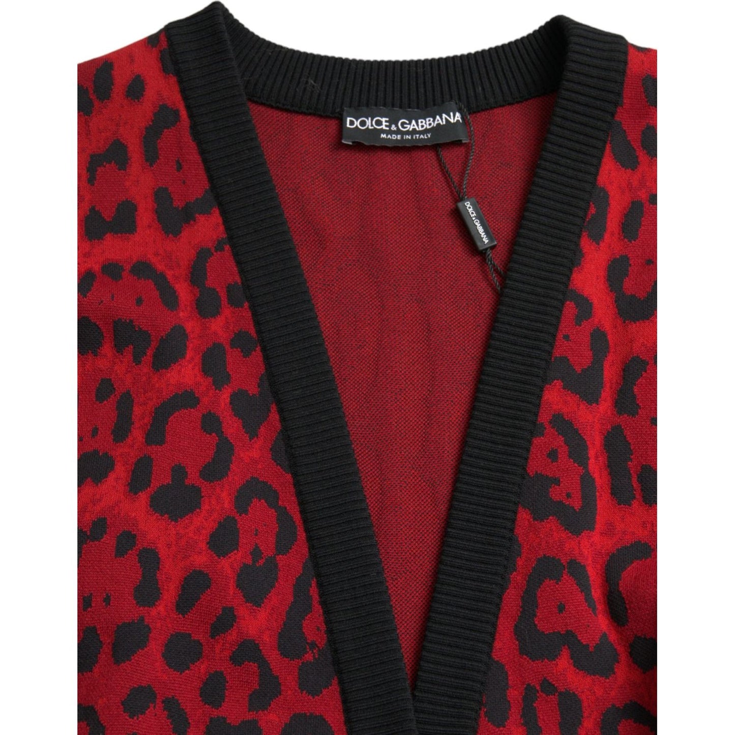 Dolce & Gabbana Red Leopard Wool Robe Belted Cardigan Sweater red-leopard-wool-robe-belted-cardigan-sweater