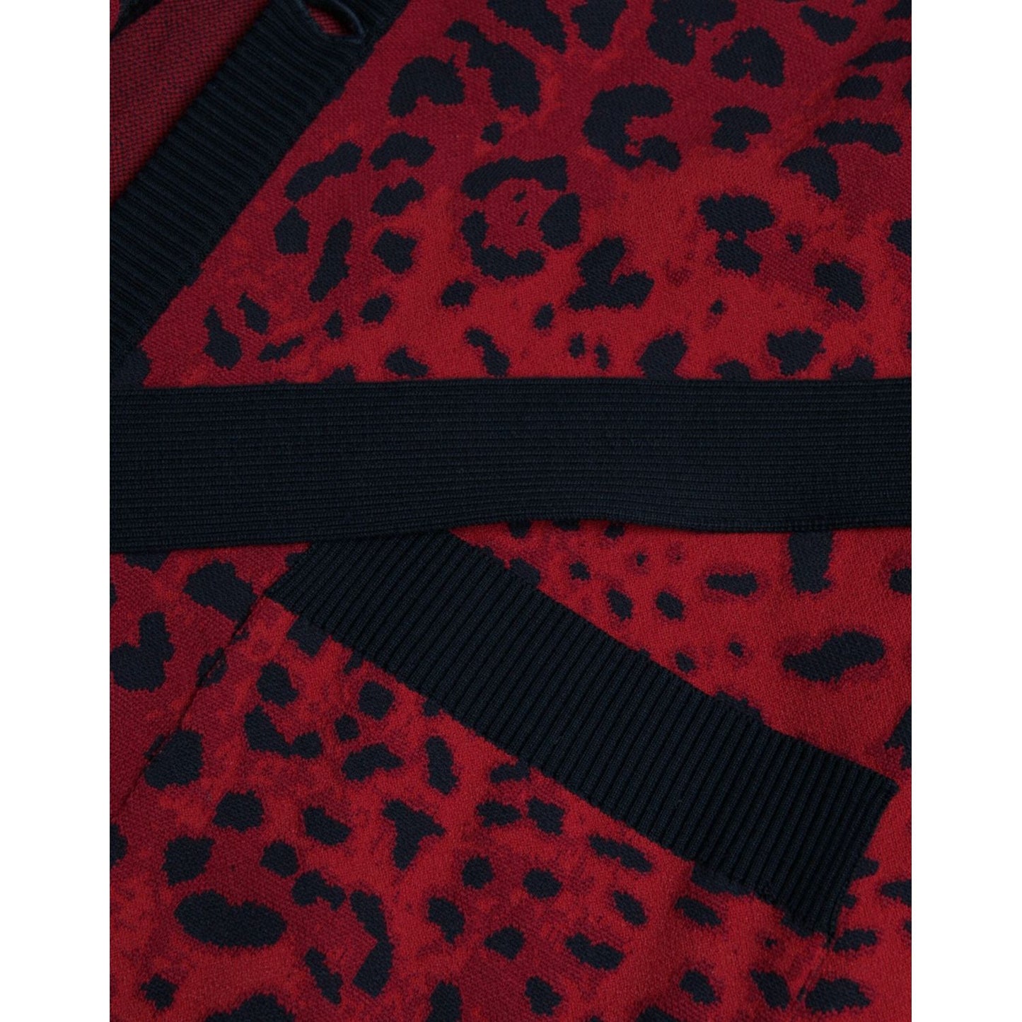 Dolce & Gabbana Red Leopard Wool Robe Belted Cardigan Sweater red-leopard-wool-robe-belted-cardigan-sweater