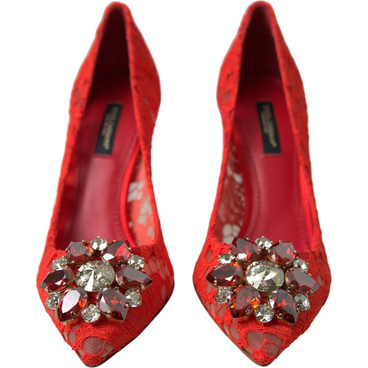 Dolce & GabbanaExquisite Crystal-Embellished Red Lace HeelsMcRichard Designer Brands£459.00