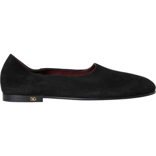 Dolce & Gabbana Black Suede Loafers Formal Dress Slip On Shoes black-suede-loafers-formal-dress-slip-on-shoes