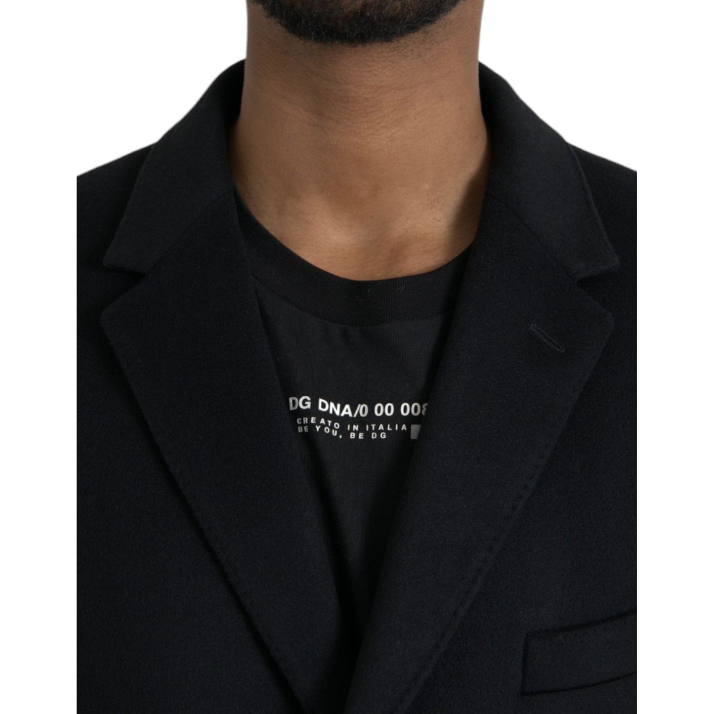 Dolce & Gabbana Black Wool Cashmere Trench Coat Jacket black-wool-cashmere-trench-coat-jacket