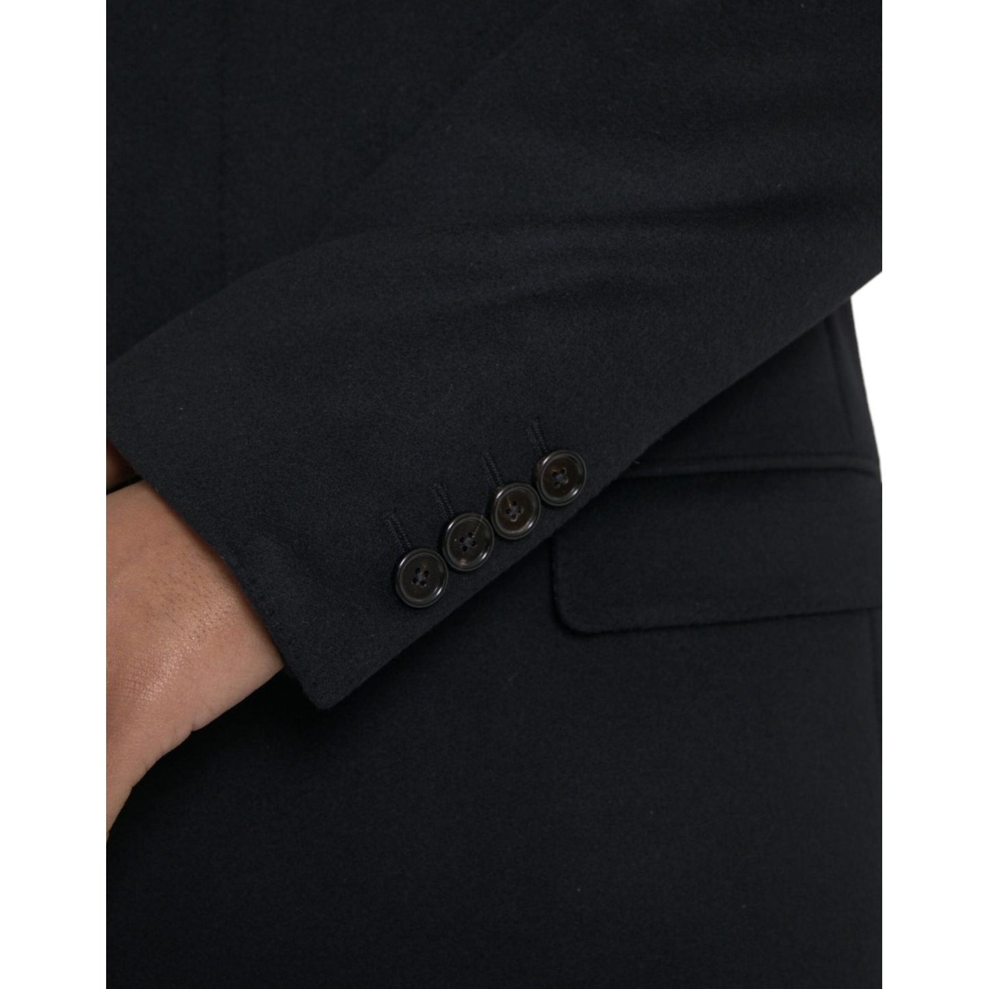 Dolce & Gabbana Black Wool Cashmere Trench Coat Jacket black-wool-cashmere-trench-coat-jacket