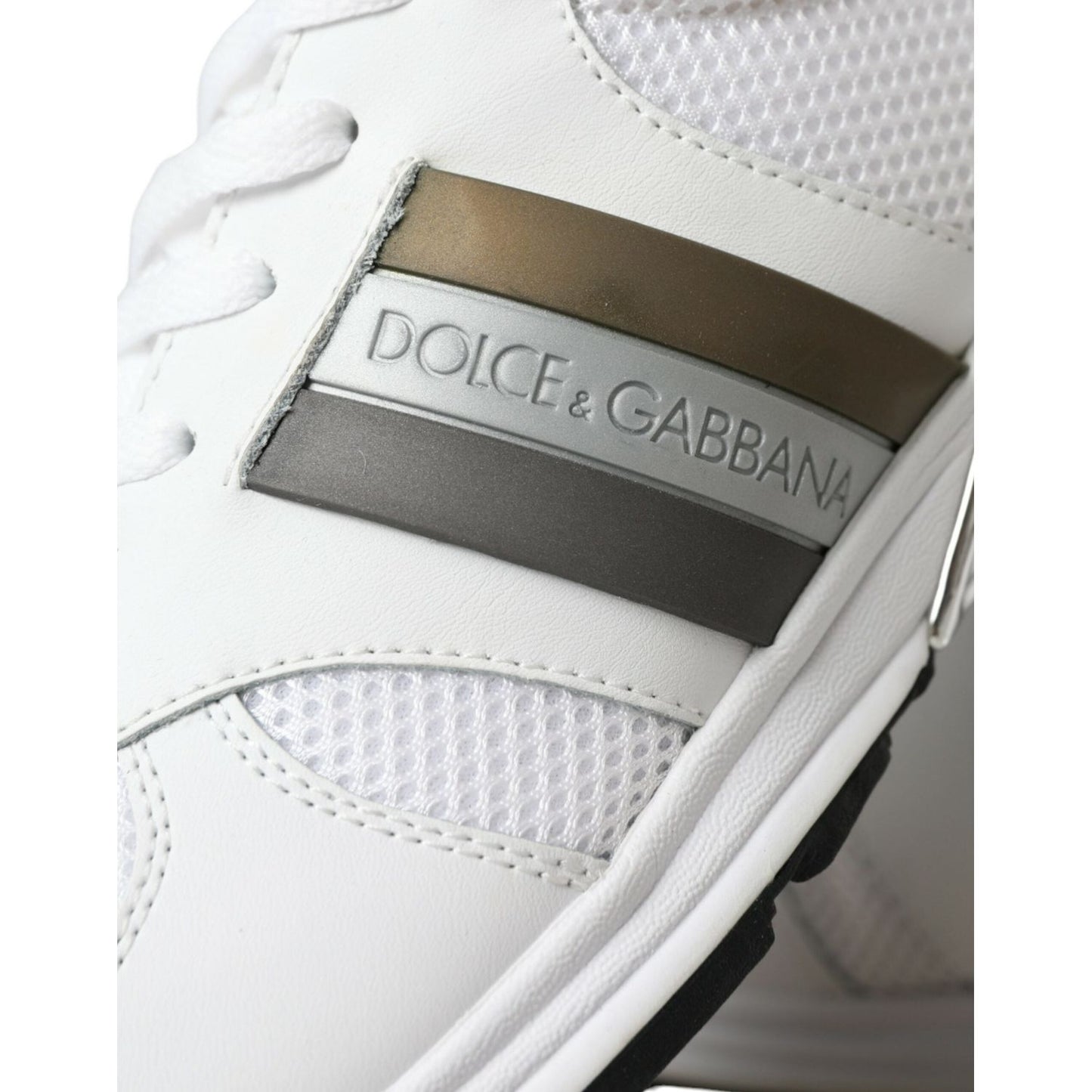 Dolce & Gabbana White Mesh Leather Low Top Trainers Sneakers Shoes white-mesh-leather-low-top-trainers-sneakers-shoes