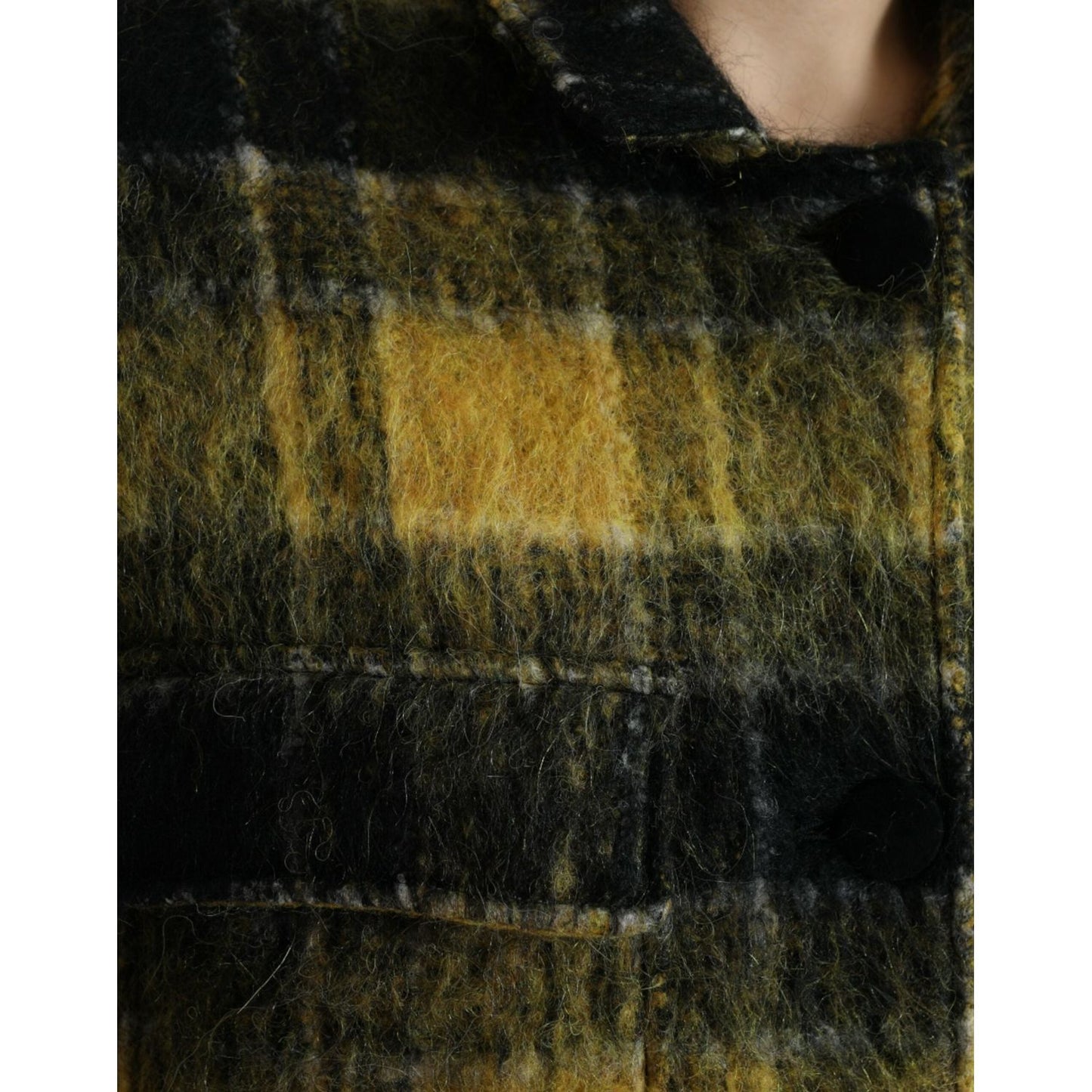 Dolce & Gabbana | Chic Plaid Long Coat in Sunshine Yellow| McRichard Designer Brands   