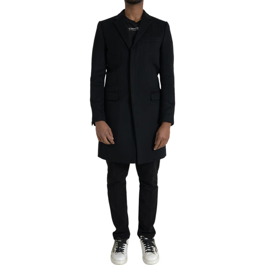 Dolce & Gabbana Black Single Breasted Trench Coat Jacket black-single-breasted-trench-coat-jacket