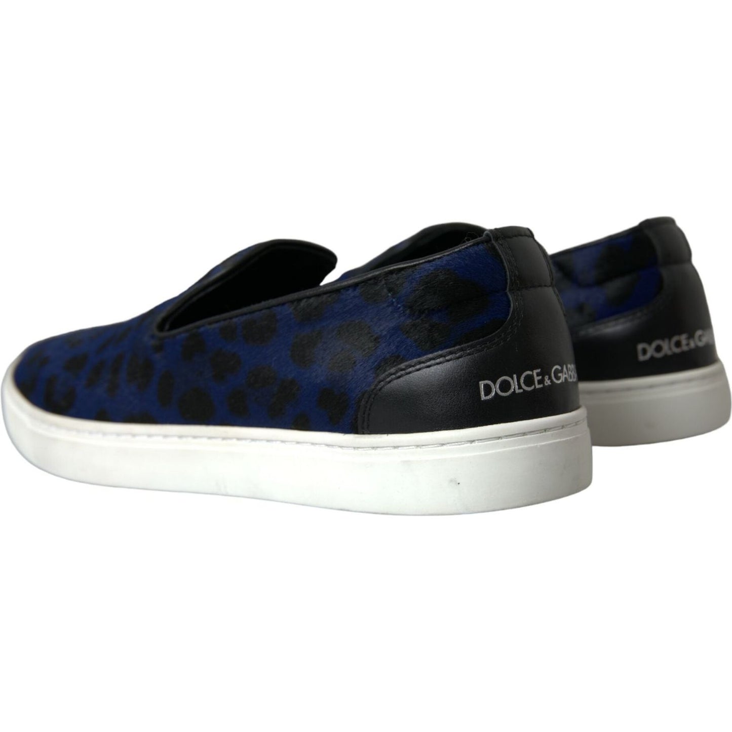 Dolce & Gabbana Blue Calfskin Hair Leopard Sneakers Shoes blue-calfskin-hair-leopard-sneakers-shoes