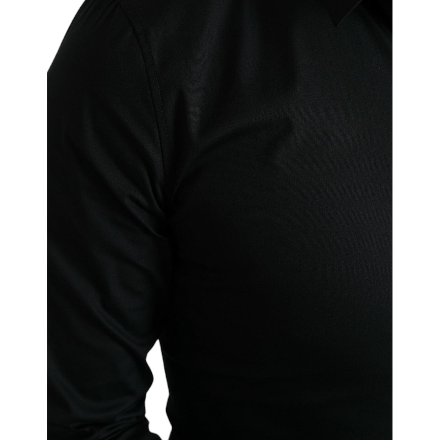 Dolce & Gabbana Elegant Black Slim Fit Italian Dress Shirt black-cotton-stretch-slim-formal-dress-shirt