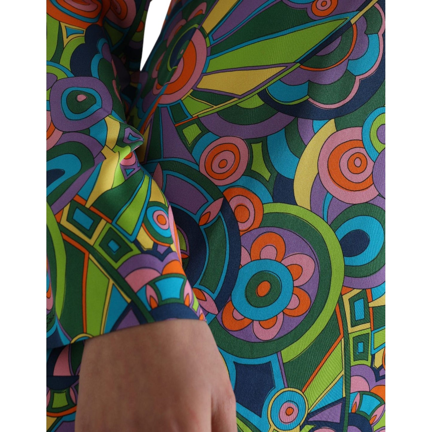 Dolce & Gabbana Multicolor Geometric Silk Mini Dress multicolor-geometric-print-silk-crystals-midi-dress