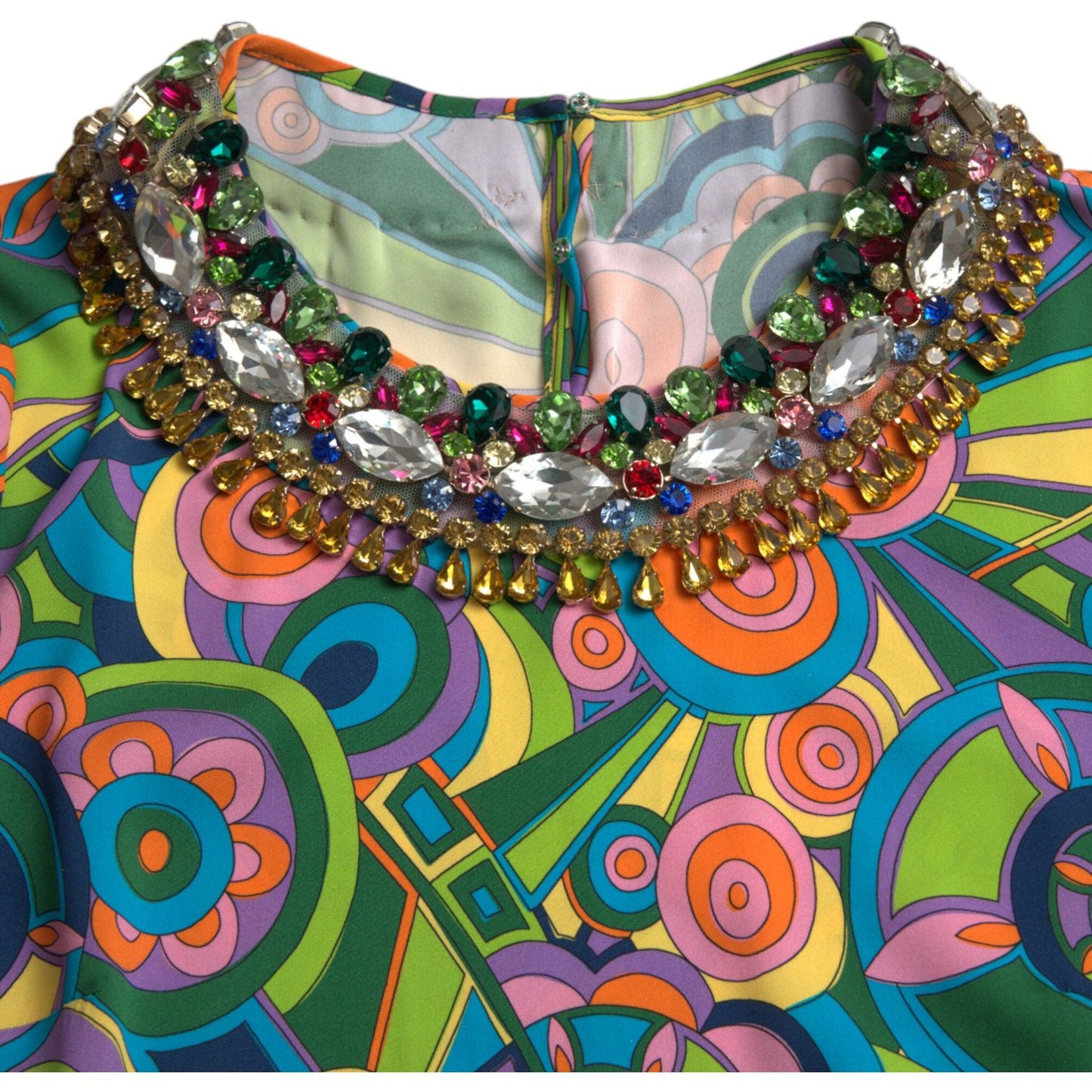 Dolce & Gabbana Multicolor Geometric Silk Mini Dress multicolor-geometric-print-silk-crystals-midi-dress