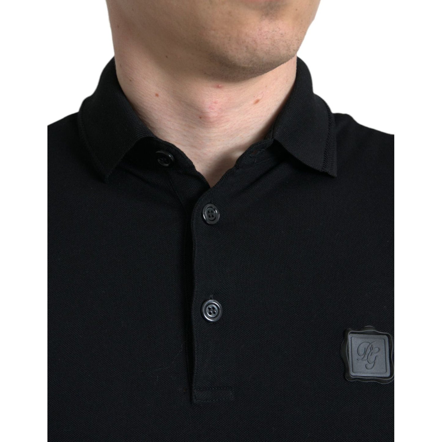 Dolce & Gabbana Elegant Black Cotton Polo Shirt elegant-black-cotton-polo-shirt