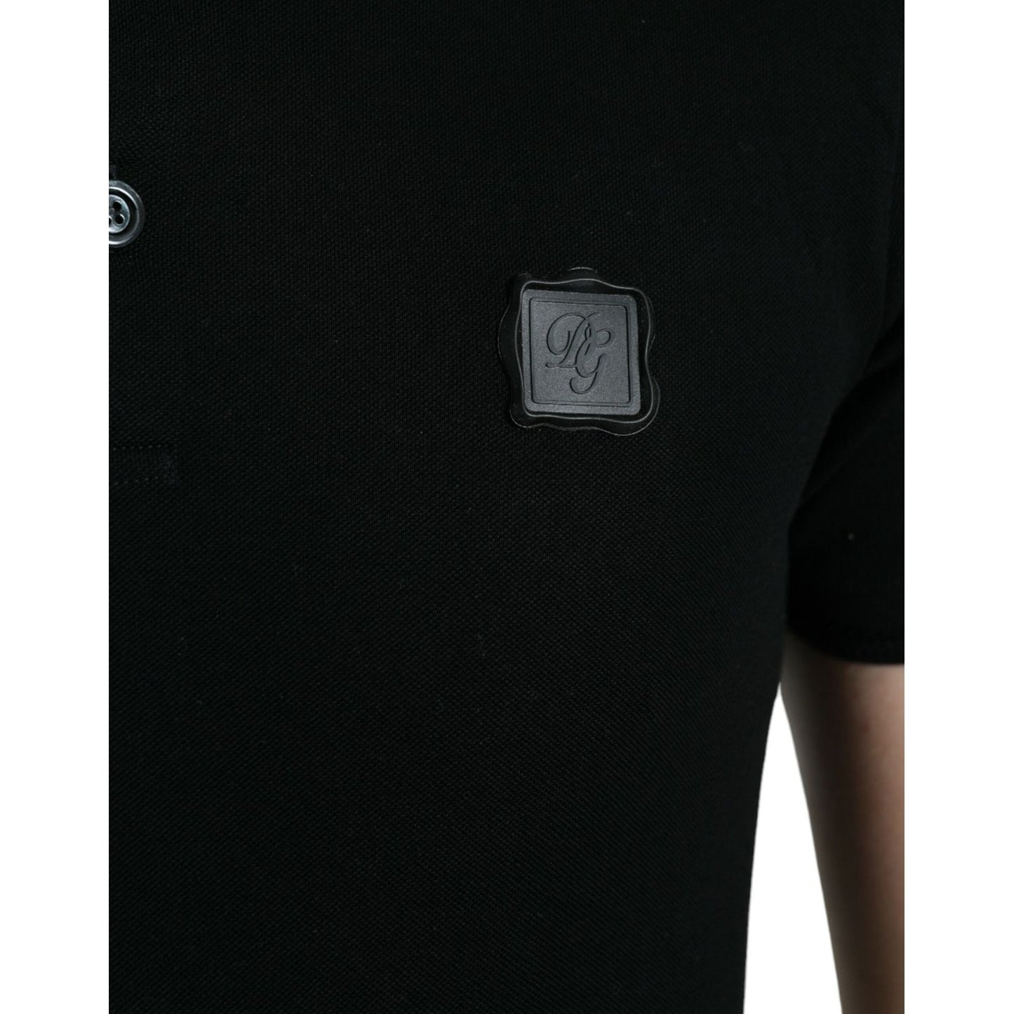 Dolce & Gabbana | Elegant Black Cotton Polo Shirt| McRichard Designer Brands   
