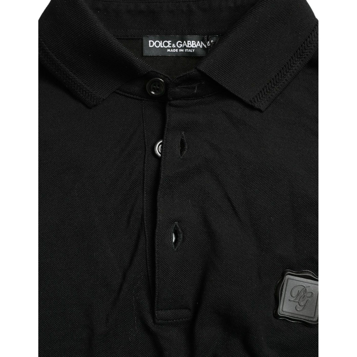 Dolce & Gabbana | Elegant Black Cotton Polo Shirt| McRichard Designer Brands   