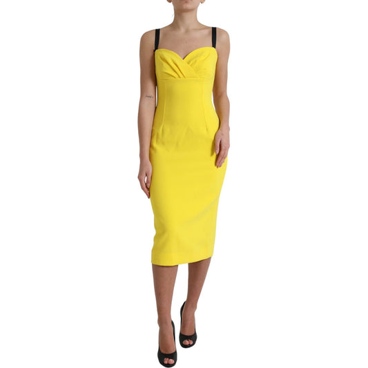 Dolce & Gabbana Sunshine Chic Sleeveless Midi Dress yellow-polyester-sleeveless-bodycon-midi-dress
