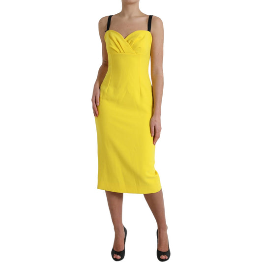 Dolce & Gabbana Sunshine Chic Sleeveless Midi Dress yellow-polyester-sleeveless-bodycon-midi-dress