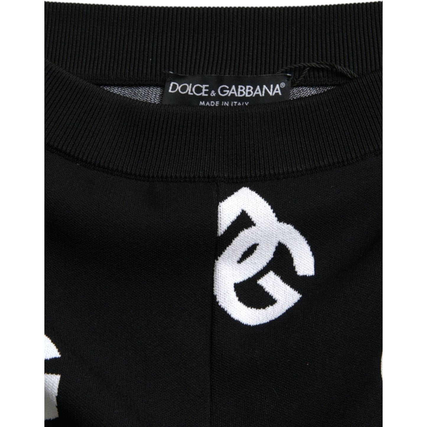 Dolce & Gabbana Black Viscose Skinny Men Leggings Logo Print Pants black-viscose-skinny-men-leggings-logo-print-pants