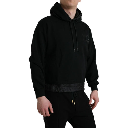 Dolce & Gabbana Elegant Black Hooded Pullover Sweater black-cotton-hooded-logo-pullover-sweater