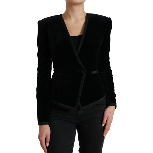 Dolce & Gabbana Elegant Double Breasted Cotton-Silk Blazer black-velvet-cotton-double-breasted-jacket