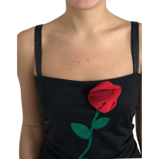 Dolce & GabbanaElegant Wool Sheath Dress with Rose AppliqueMcRichard Designer Brands£1669.00